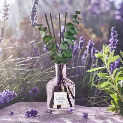 COCORRÍNA Wild Mint & Eucalyptus Reed Diffuser – 6.76 oz Essential Oil with 8 Reeds & Real Eucalyptus Sticks, Home Fragrance for Bedroom or Bathroom Décor