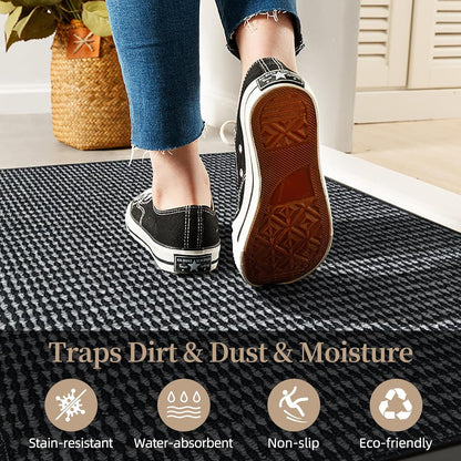 Indoor Door mat 17“ x 30”, Dirt Trapper Door Mat, Non-Slip Washable Entrance Mat, Dirt Resistant and Absorbent Welcome Mat,Low-Profile Doormat for Entryways, Front Doors, and Indoor Entrances, White