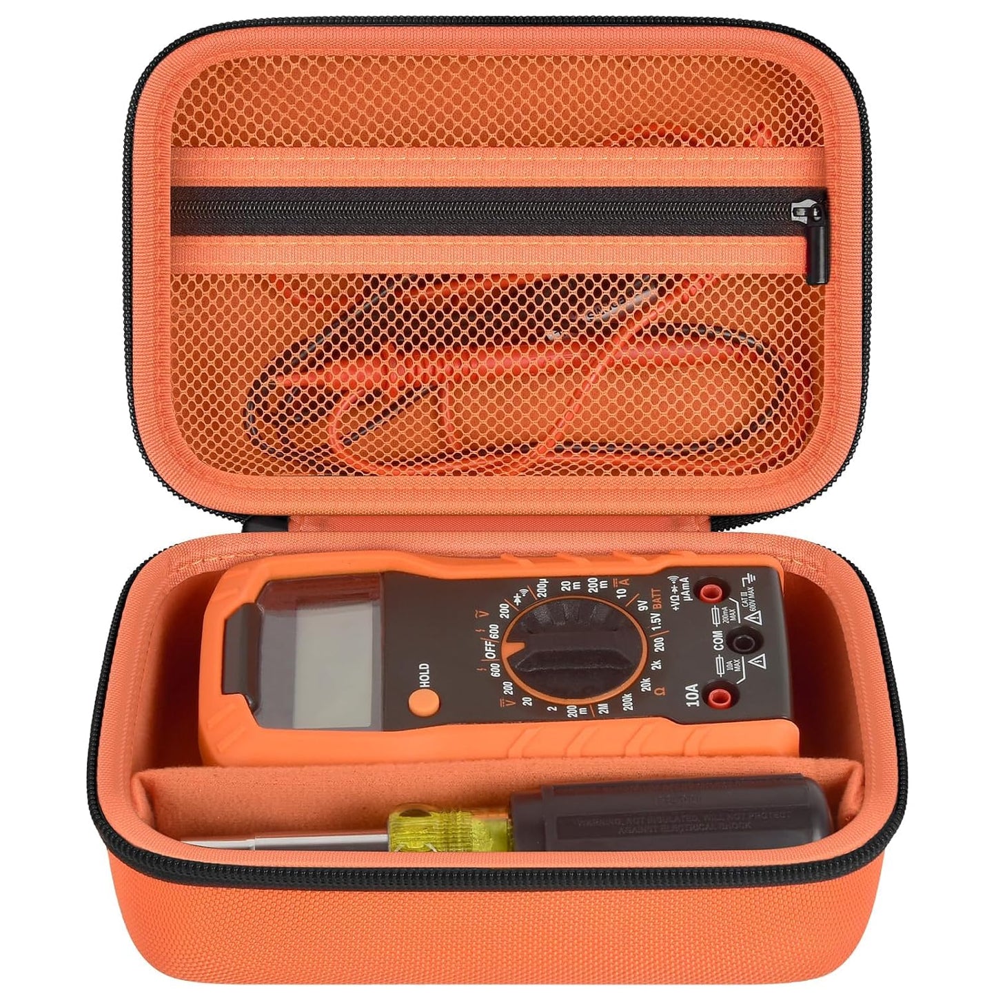 Boobowl Multimeter Case for Klein MM325/MM420/69149P and Fluke 115/117 | Hard EVA Shell, Soft Lining, Removable Divider, Mesh Pocket for Leads and Probes, for Electricians, Black, Case Only