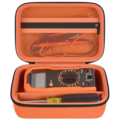 Boobowl Multimeter Case for Klein MM325/MM420/69149P and Fluke 115/117 | Hard EVA Shell, Soft Lining, Removable Divider, Mesh Pocket for Leads and Probes, for Electricians, Black, Case Only
