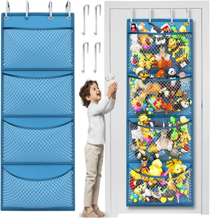 Honeyera The Original Stuffed Animal Storage (Patented) - Over Door Organizer for Stuffies, Baby Ideas Holder, Toy Plush Hammock Hanging Net Big Girls Toddler Large Bag Animals Stuffy Behind