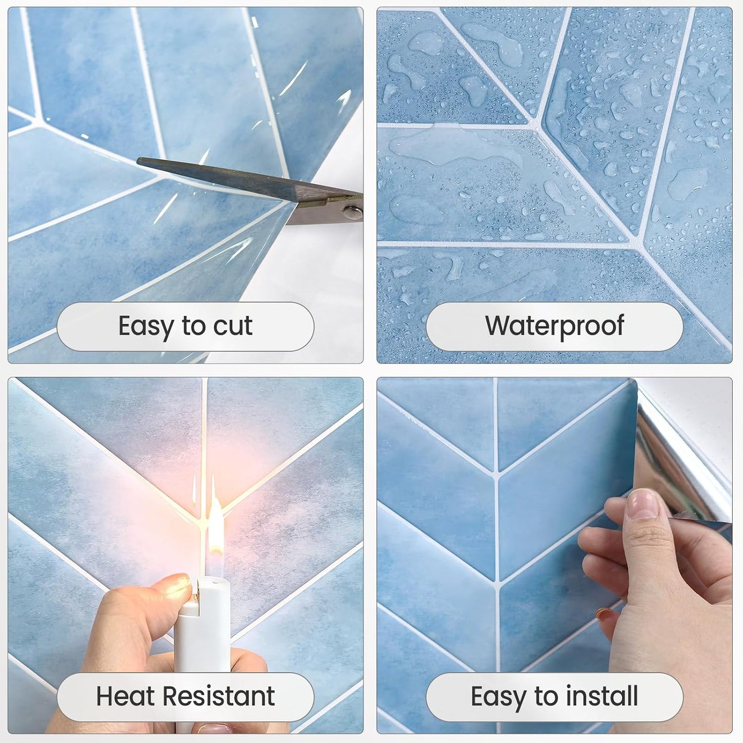 5 Sheets Peel and Stick Backsplash, Self Adhesive Wall Tiles, 3D Adhesive Tile Backsplash, 12"x12"Premium Self Adhesive Wall Tiles Peel and Stickfor Kitchen, Bathroom, RV(Spring Moss)