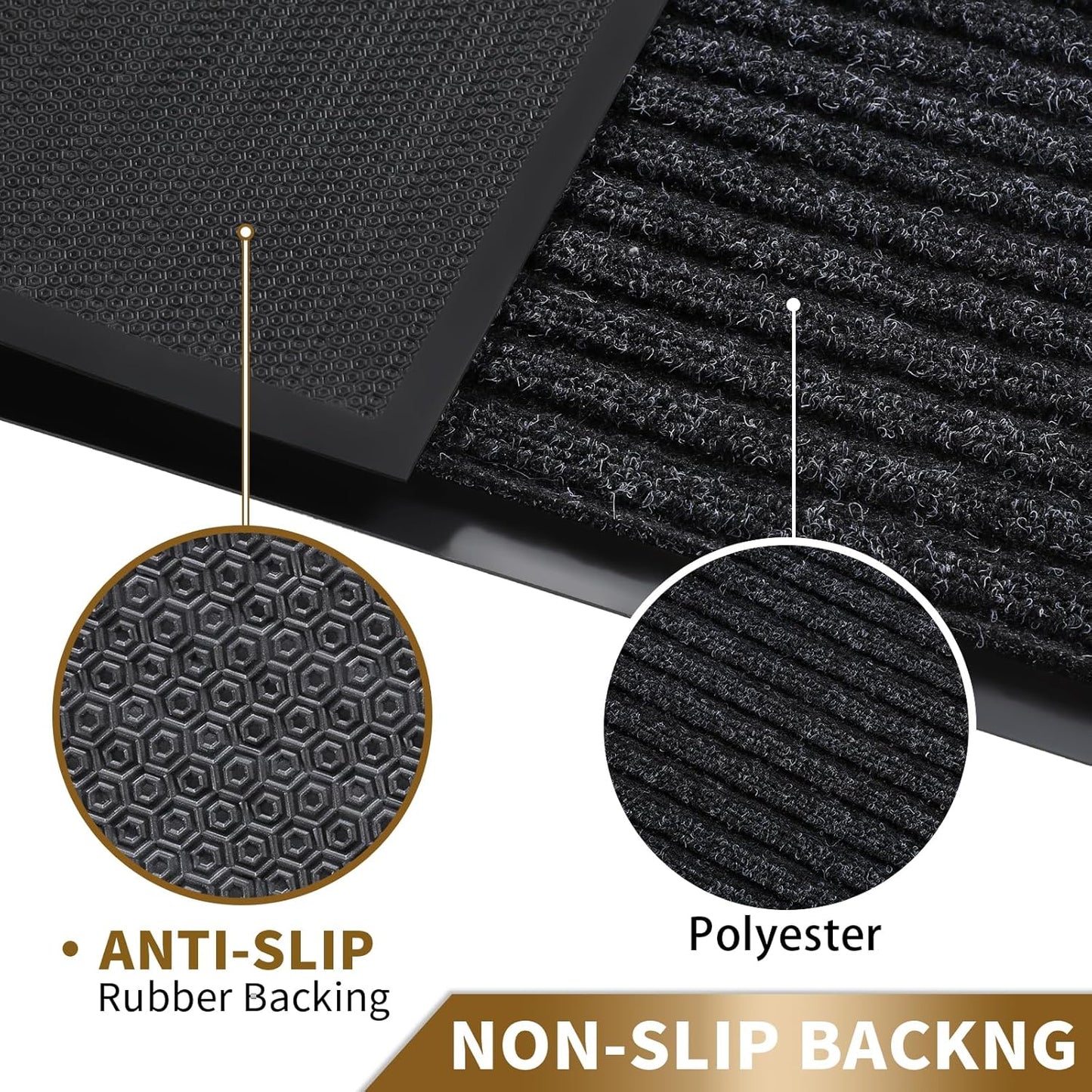 Yimobra Welcome Mat, Heavy Duty Sturdy Door Mats for Home Entrance Outdoor Indoor, Front Doormat for Outside Patio Floor Entry Porch Garage Office, Waterproof, Low Profile, 29.5x17, Black Grey