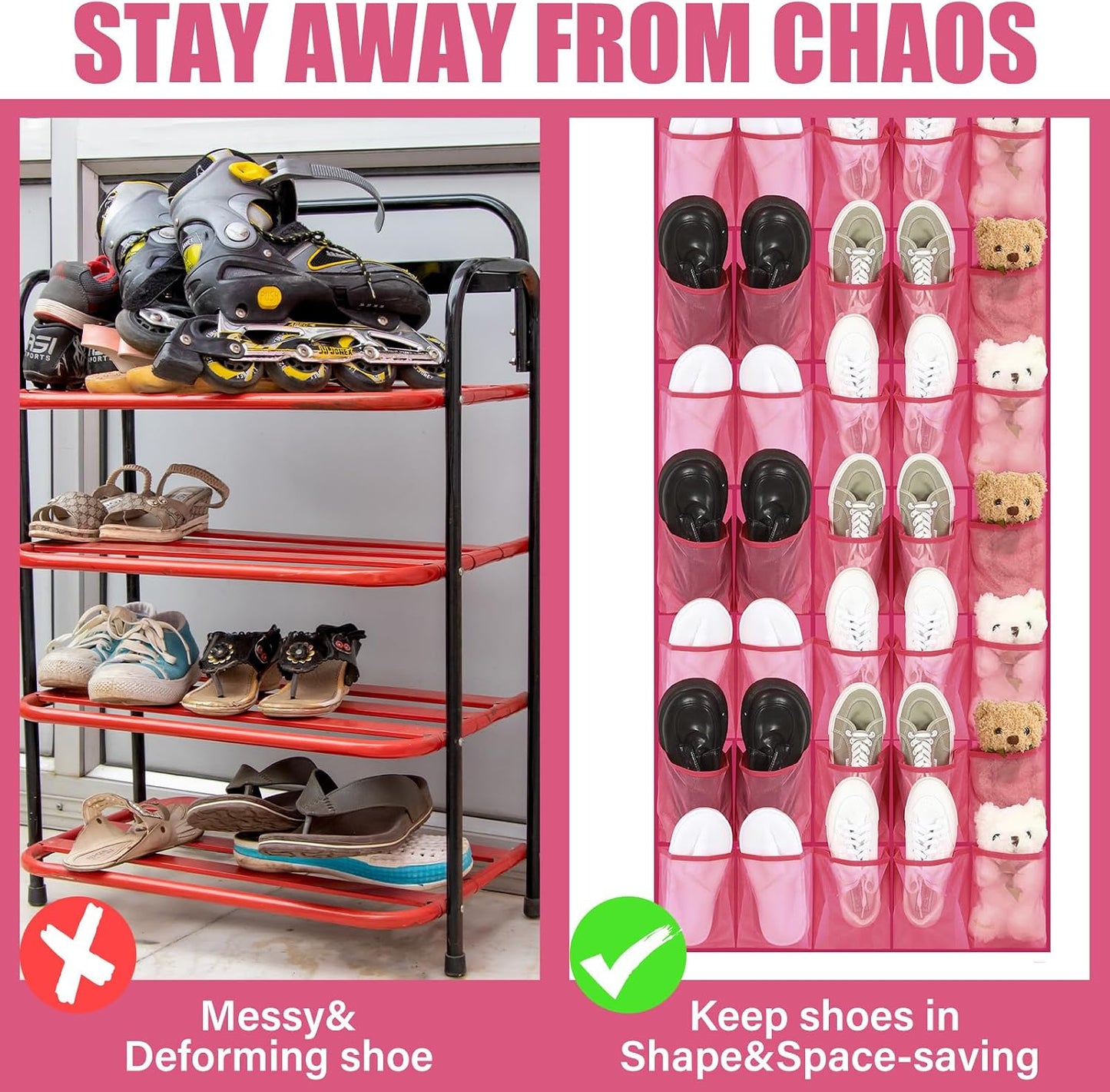 Windyun 40 Over The Door Shoe Organizer, Large Mesh Pocket Hanging Shoe Rack Hanger Large Capacity Gray Behind The Door Storage Holder for Dorm College Closet Entryway Bedroom Utility Room Women Men