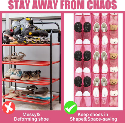 Windyun 40 Over The Door Shoe Organizer, Large Mesh Pocket Hanging Shoe Rack Hanger Large Capacity Gray Behind The Door Storage Holder for Dorm College Closet Entryway Bedroom Utility Room Women Men