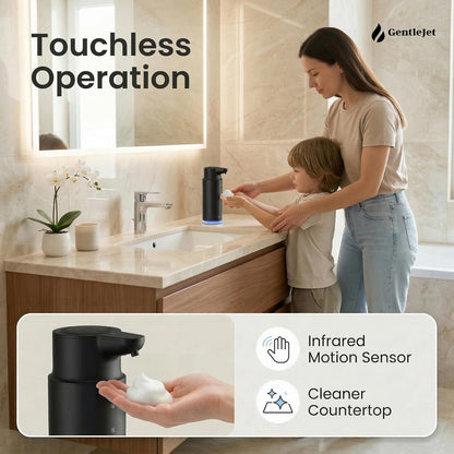 GentleJet CrystalJet Automatic Foam Soap Dispenser – Stainless Steel, Touchless Sensor, USB-C Rechargeable, Waterproof, Modern Bathroom & Kitchen Sink, 300 ml