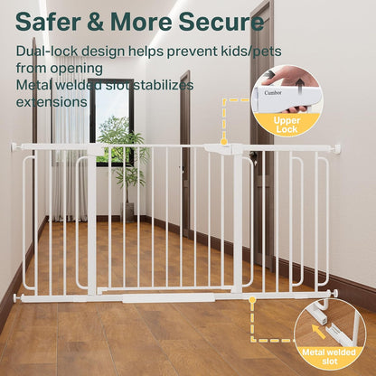 Cumbor 29.7-48" Baby Gate for Stairs, Mom's Choice Awards Winner-Dog Gate for Doorways, Auto Close Safety Pet Gate for Dogs Indoor, Easy Install Pressure Mounted Child Gate with Walk Thru Door, Brown