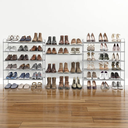 Simple Houseware 3-Tier Shoe Rack Storage Organizer, Grey – Space-Saving Shoe Shelf, Holds 9–16 Pairs, Sturdy Metal Frame, Easy Assembly – Closet, Entryway, Bedroom Shoe Storage Solution