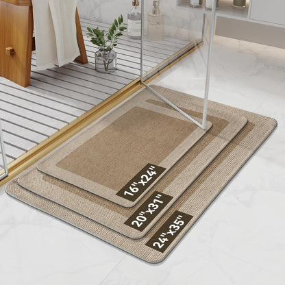 YDKGL Ultra Thin Bathroom Rugs Mat Quick Dry Absorbent Non Slip Bath Mat Bath Mats for Bathtub Mat Bathroom Carpet Fit Under Door Washable Floor Rubber Half Round Bath Rugs Grey 16x24