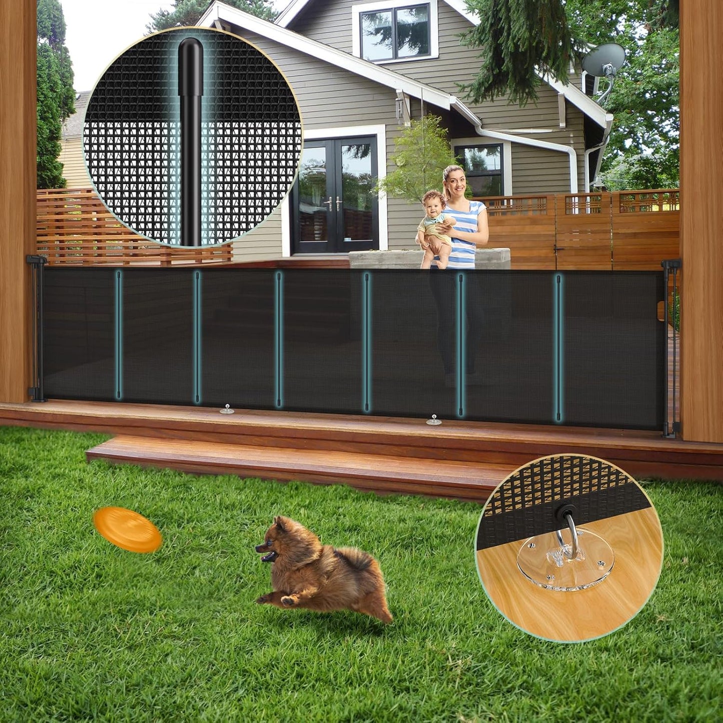 200'' Retractable Baby Gates Extra Wide,34" Tall Retractable Dog Gate for Doorways,Extra Long Retractable Baby Gate for Stairs,Kitchen,Indoor/Outdoor Retractable Gate with Fiberglass Reinforcement Rod