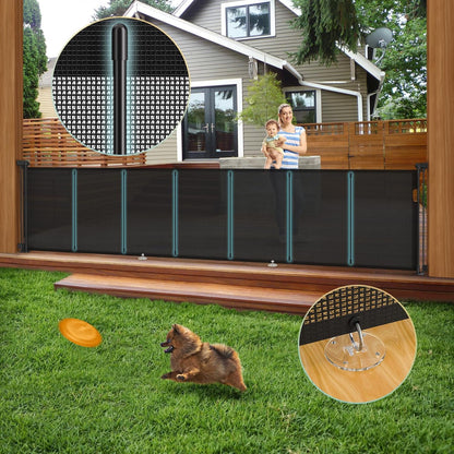 200'' Retractable Baby Gates Extra Wide,34" Tall Retractable Dog Gate for Doorways,Extra Long Retractable Baby Gate for Stairs,Kitchen,Indoor/Outdoor Retractable Gate with Fiberglass Reinforcement Rod