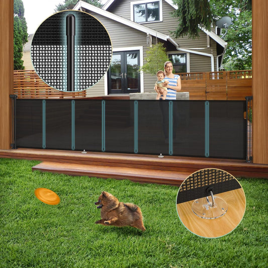200'' Retractable Baby Gates Extra Wide,34" Tall Retractable Dog Gate for Doorways,Extra Long Retractable Baby Gate for Stairs,Kitchen,Indoor/Outdoor Retractable Gate with Fiberglass Reinforcement Rod