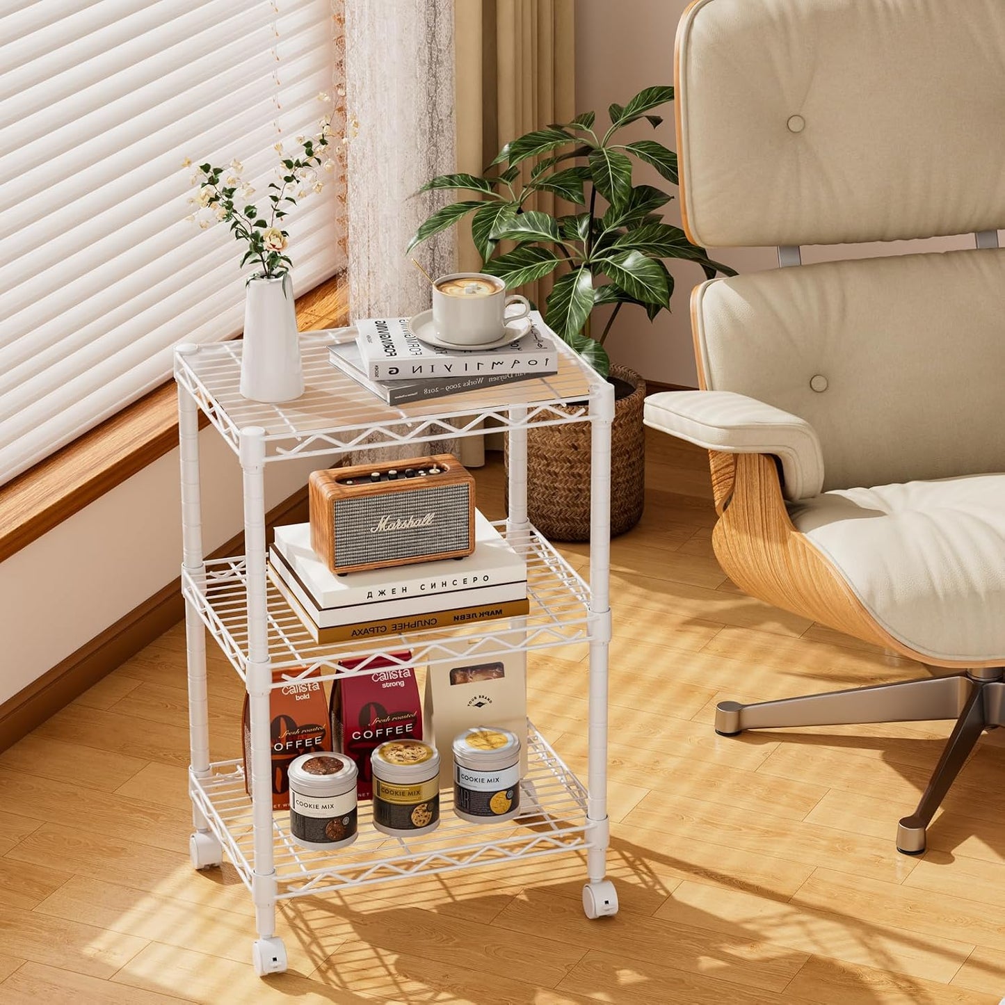 Golpart 4 Tier Adjustable Storage Shelves Metal Utility Shelf Wire Shelving Unit Organizer Rack for Home Kitchen Office Bathroom Pantry Room 12" D x 18" W x 44" H