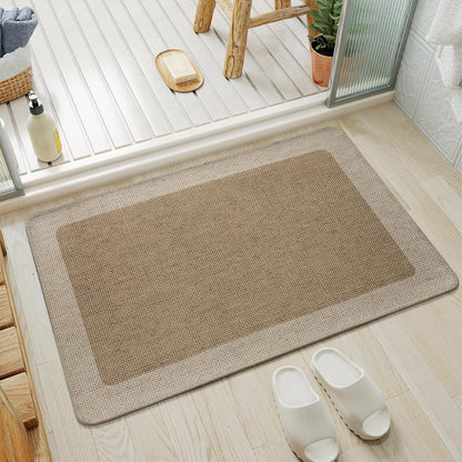 YDKGL Ultra Thin Bathroom Rugs Mat Quick Dry Absorbent Non Slip Bath Mat Bath Mats for Bathtub Mat Bathroom Carpet Fit Under Door Washable Floor Rubber Half Round Bath Rugs Grey 16x24