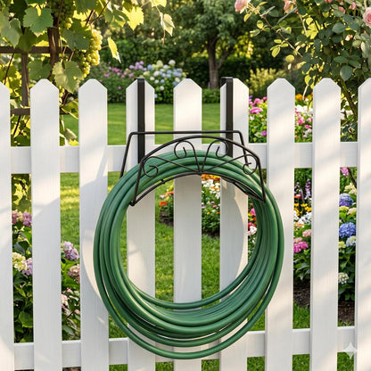 Garden Hose Holder, Sturdy Hose Storage Organizer Reel Rack for Outside Garden Lawn Yard Farm -Wall Mount Or Hanger (White)