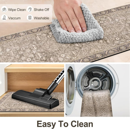 Tiveney Stair Treads Non Slip 15PCS 8"x30" Stair Runner, Rubber Backing Carpet Stair Treads for Wooden Steps, Washable Safety Carpet for Stairs Khaki Indoor Staircase Step Treads for Kids Elder Dogs