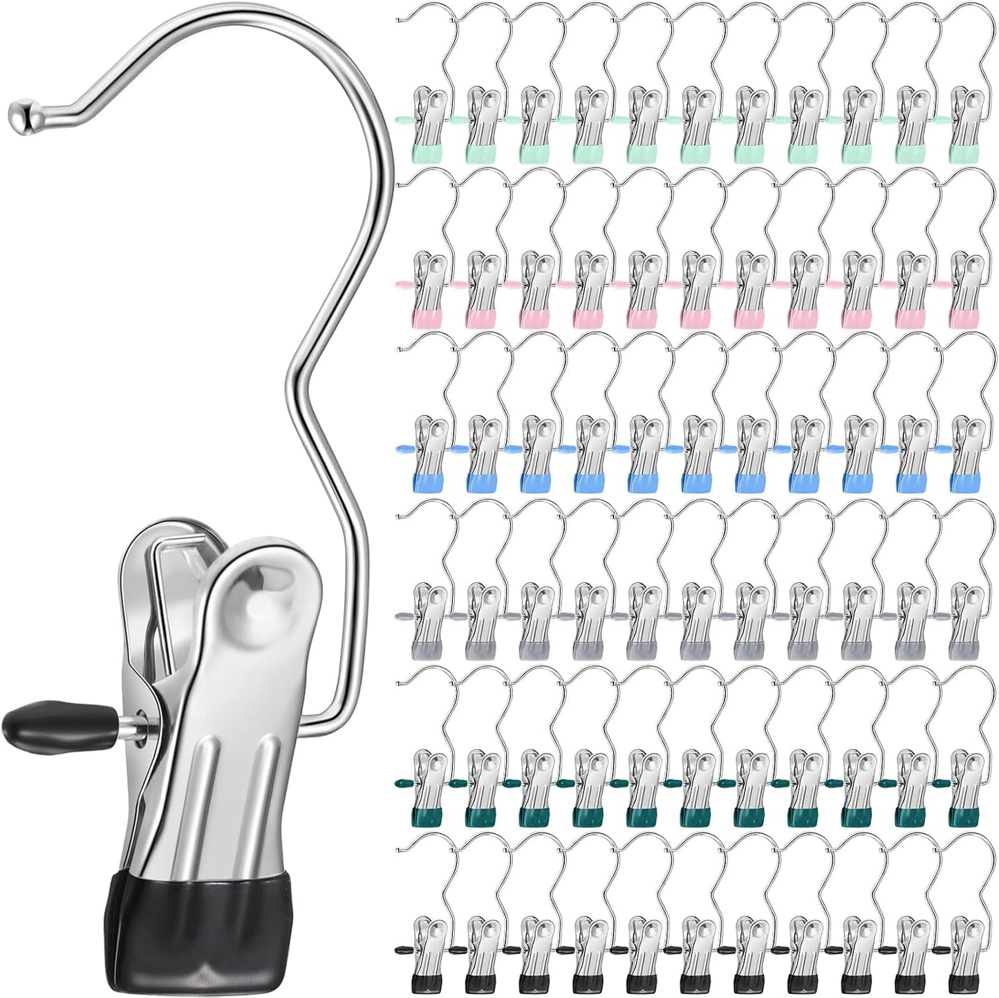 Yinder 150 Pcs Boot Hangers Clips Laundry Hooks Hanging Stainless Steel Clothes Pins Portable Clip Hangers for Closet Travel Socks Pants Handbags Hats Towels (Beige)
