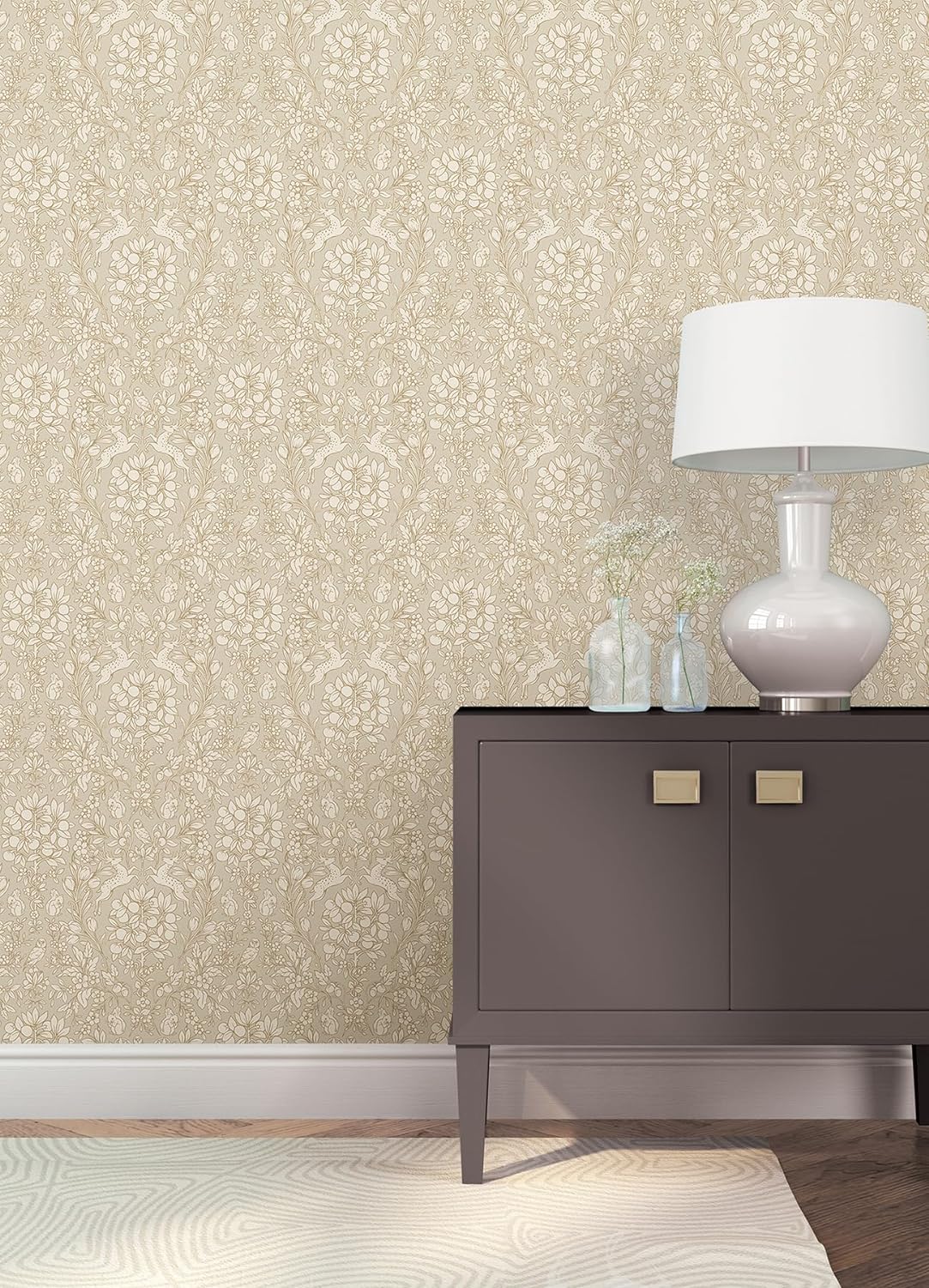 NuWallpaper by WallPops Taupe Enchanted Peel and Stick Wallpaper, Removable Wallpaper, 20.5 in x 18 ft