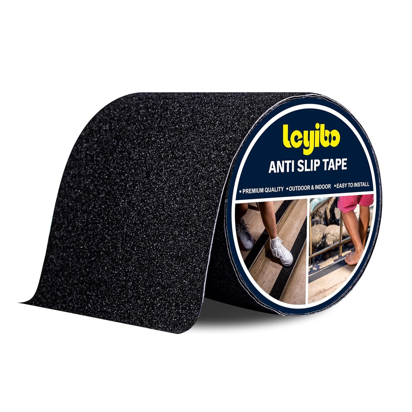 Anti Slip Tape with Glow in Dark Stripe for Stairs, 6”x35ft, Grip Tape for Stairs Steps for Outdoor/Indoor, Waterproof Non Slip Strips for Stair Treads, High Traction, Easy Install