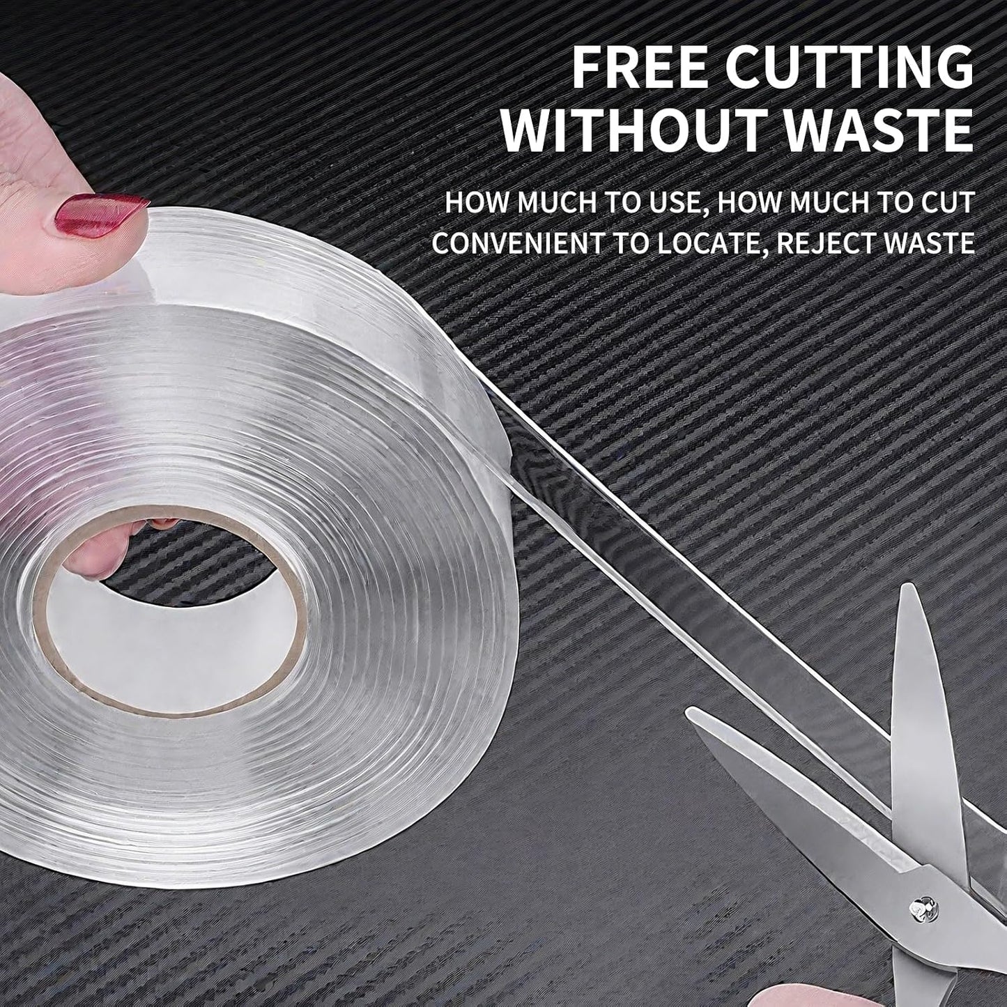 Nano Double Sided Tape Heavy Duty - 10ft (3m) × 0.8in (2cm) Clear Mounting Tape, Removable Strong Adhesive for Walls, Carpet, Rug, Home Decor – No Residue, Washable, Reusable, Invisible Traceless Tape