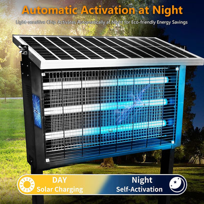 Powerful Large Solar Bug Zapper for 3000 sq.ft with 13FT Extension Cord | Rechargeable Outdoor Mosqutio Killer with 13W Solar Panel, Waterproof Solar Bug Zapper for Patio Garden Backyard RV Camping