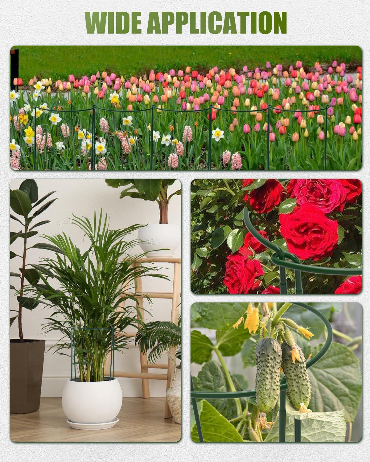 12 Pack 16 Inch Metal Plant Support Stakes for Outdoor Plants and Flowers | Peony cages and supports, Flower stakes, Includes 15 Pcs twist ties, Sturdy, Rust-proof, Easy to install, Durable