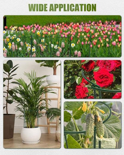 12 Pack 16 Inch Metal Plant Support Stakes for Outdoor Plants and Flowers | Peony cages and supports, Flower stakes, Includes 15 Pcs twist ties, Sturdy, Rust-proof, Easy to install, Durable