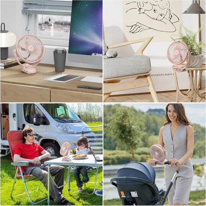 12000mAh Clip on Fan 30H Longest Runtime, 8in Portable Fan Rechargeable, Ultra Quiet with Heavy-Duty Clamp, USB Desk Fans for Golf Cart,Office Desk, Treadmill, Camping, Bedroom