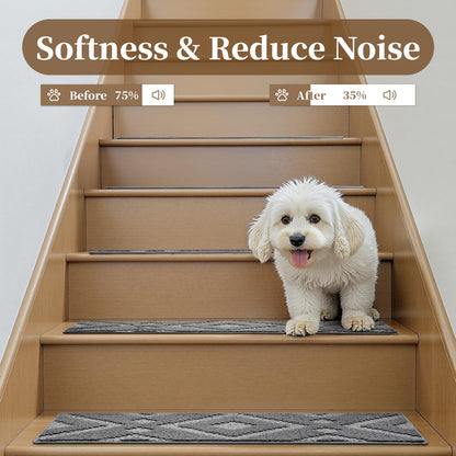 1PC Jute Stair Treads for Wooden Steps-Stairs Carpet Non Slip-Peel and Stick Stair Treads Indoor, Adhesive Staircase Step Treads Residue Free, Durable Natural Stair Runner Rug,8"x30" Beige