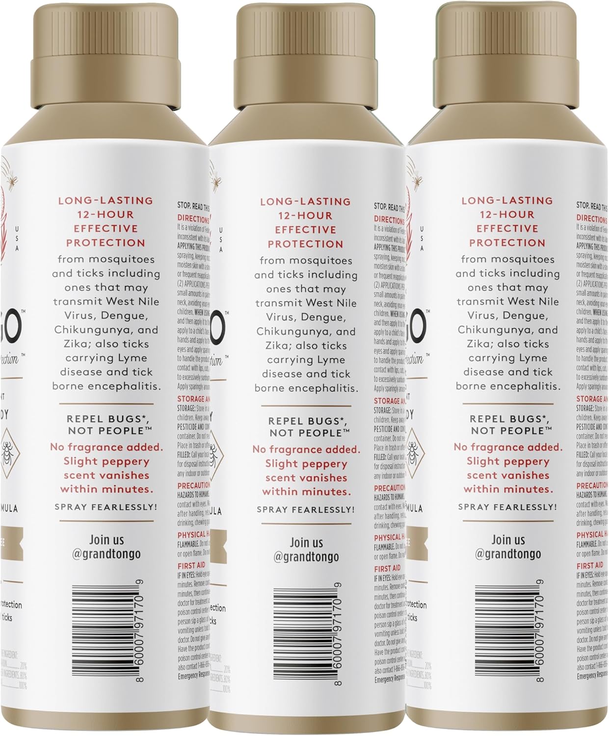 Grand Tongo DEET-Free Insect Repellent, The 12 Hour Protection, DEET Alternative – Fragrance Free