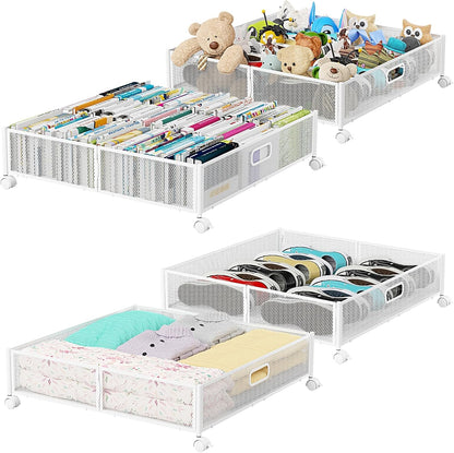 Under Bed Storage, Under the Bed Storage Containers with Wheels, Under Bed Shoe Storage Organizer Drawer for Bedroom Clothes Shoes Blankets -2Pack