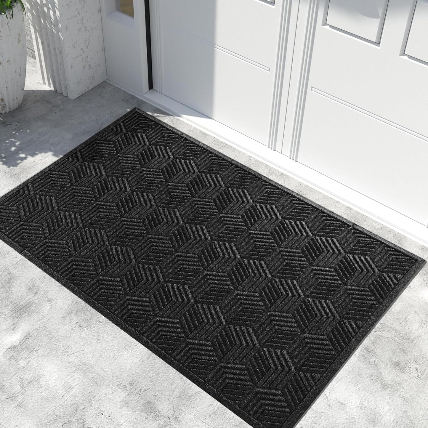 Yimobra Front Door Mat, All-Season Waterproof Outdoor Mat for Entrance with Drainage Holes, Heavy Duty Non-Slip Doormat for Garage Patio Entryway Indoor, 29.5x17, Red