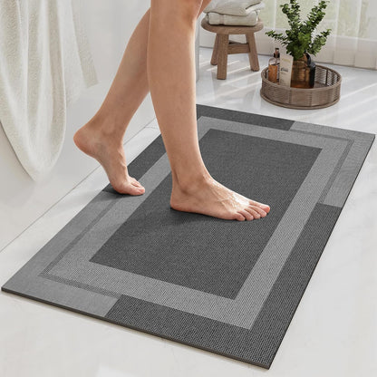 YDKGL Non Slip Bath Mat, Rubber Backing Ultra Thin Bathroom Rugs Fit Under Door Quick Dry Super Absorbent Washable Bath Rug Shower Mat for Bathroom Floor Bathtub Shower Sink, Easy Care Blue 16"x 24"