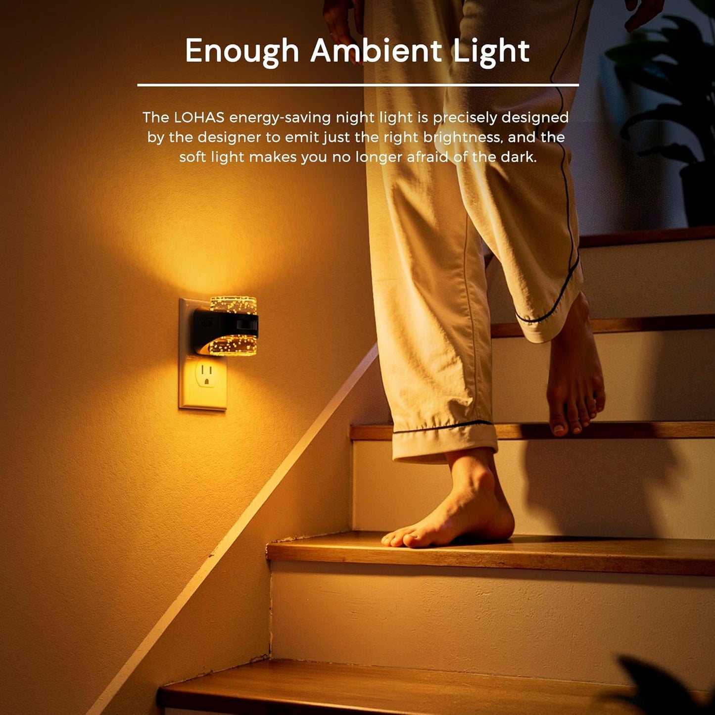L LOHAS LED Motion Sensor Night Light,Dimmable Night Lights Plug into Wall, 2 Pack Acrylic Nightlight with 0-100 LM Adjustable Brightness, 3000K Plug in Night Light for Bathroom Hallway