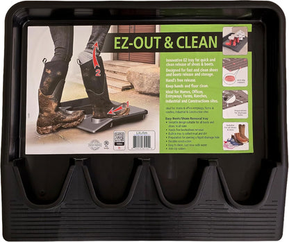 Boot Jack Tray for 2 Pairs – Dual Shoe Remover and Waterproof Boot Mat – Heavy Duty No Bend Boot Puller and Entryway Tray for Mud and Snow Control (Large (2 Pairs))