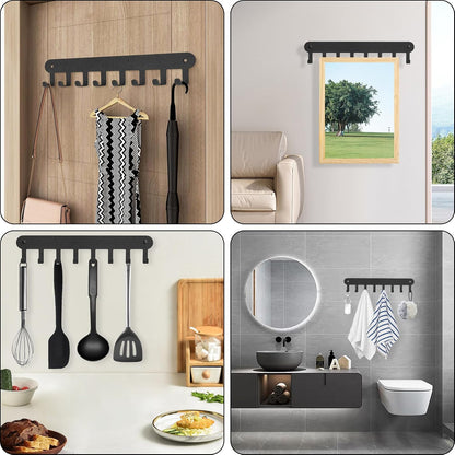 2 Pack Key Holder Wall Mount, Wall Mount Key Holder, Key Hooks Hanging Keys, Key Hanger with 8 Hooks, No-Drill Decorative White Key Rack for Living Room, Kitchen, or Bathroom