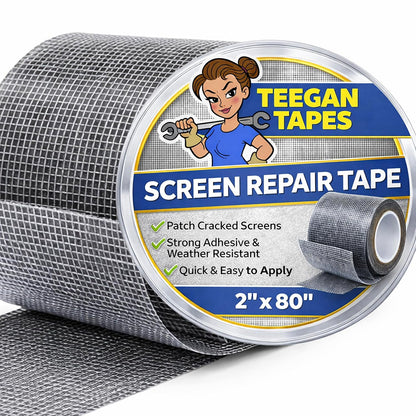 Gaffer Power Screen Repair Tape – Fiberglass Mesh, Strong Adhesive, Weather-Resistant Window & Door Screen Patch – Easy to Use, Durable Screen Repair Kit for Holes & Tears