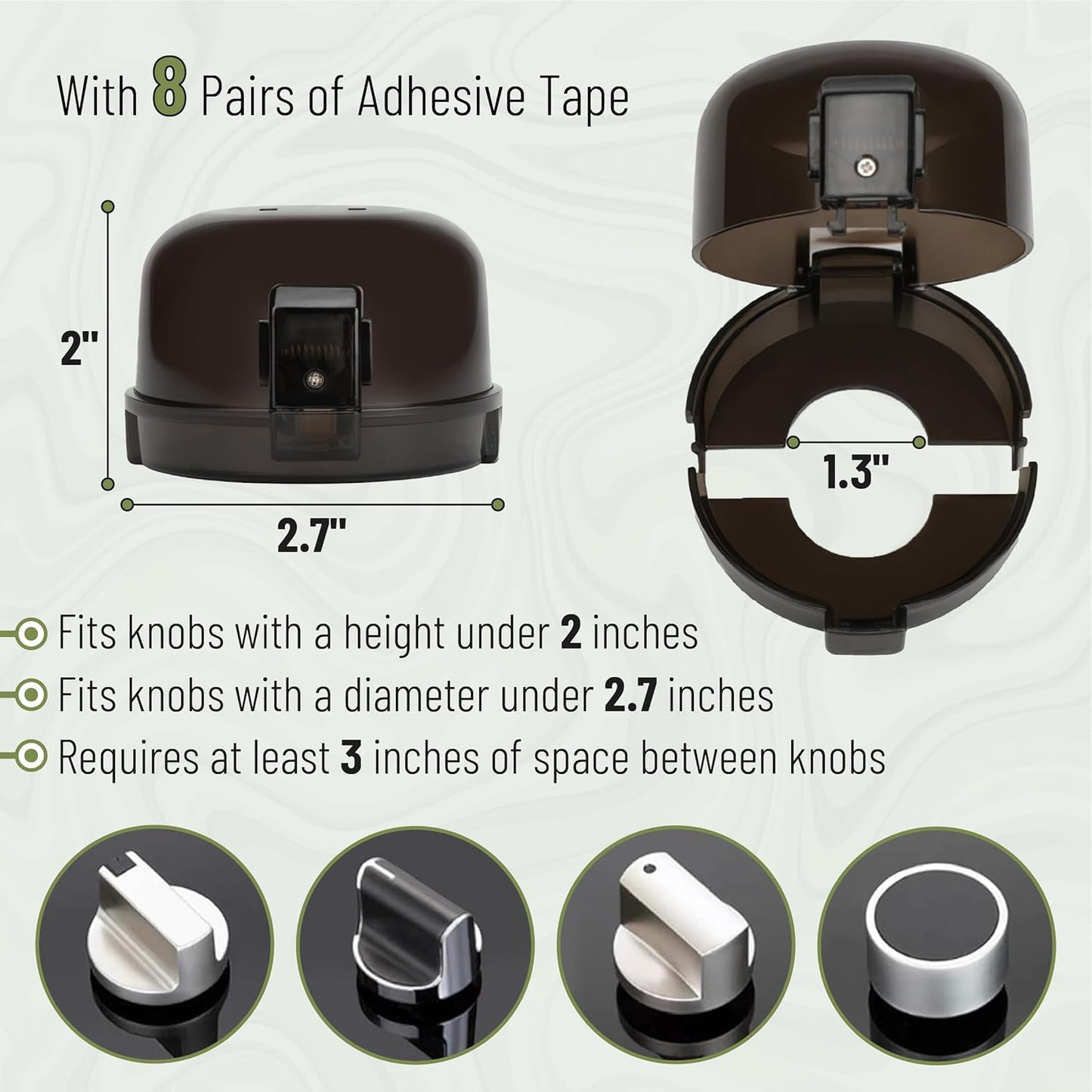 Bates- Stove Knob Safety Covers, Universal Size, 5 Pack, Black, Double Key Design, Heat Resistant Oven Knob Covers for Child Safety, Stove Guard Baby Proofing