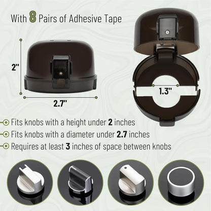 Bates- Stove Knob Safety Covers, Universal Size, 5 Pack, Black, Double Key Design, Heat Resistant Oven Knob Covers for Child Safety, Stove Guard Baby Proofing
