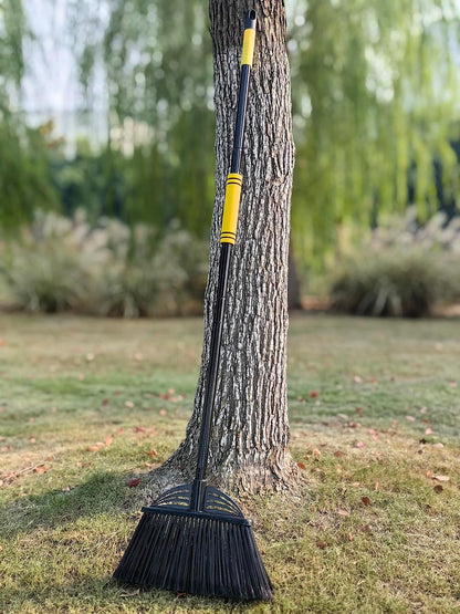 Four-Section Rod Long-Handled Broom,Heavy-Duty Broom, Angle Broom for Outdoor/Indoor（Black+Orange）