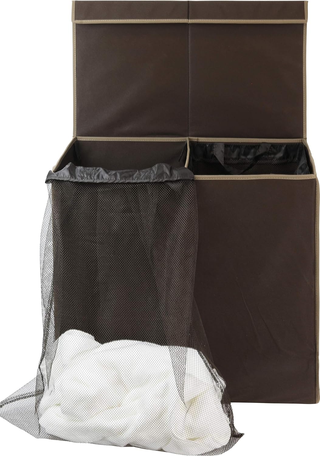 Simple Houseware Double Laundry Hamper with Lid and Removable Bags, Black