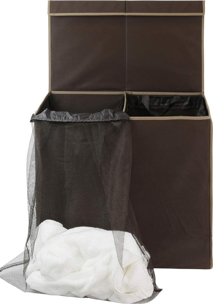 Simple Houseware Double Laundry Hamper with Lid and Removable Bags, Black