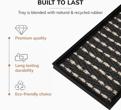 Anji Mountain Heavy Duty Waterproof Rubber Shoe Storage Mat Organizer/Boot Storage Tray Multi Use for Entryway with Coir, Tan Insert, Fits 4 Pair (46.5" Wide)