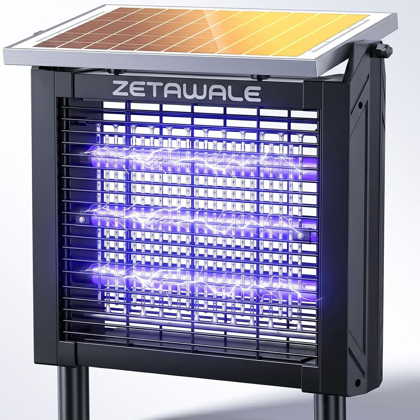 Solar Powered Bug Zapper Outdoor, 4500V Mosquito Trap with 10W Solar Panel, Fly Trap & Mosquito Killer, 10FT Extension Cord, IPX5 Waterproof, 2100 Sq.Ft Coverage for Patio, Backyard, Garden