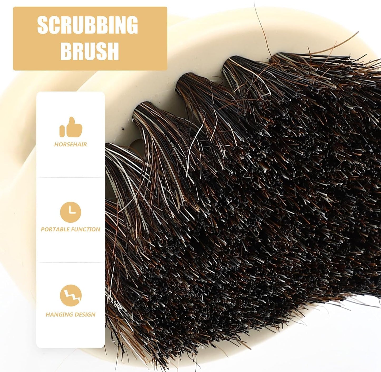 HOMSFOU Horsehair Shoe Cleaning Brush with Soft Bristles and Plastic Handle for Lint-Free Cleaning, Multipurpose Scrubbing Brush for Shoes and Clothes with Hanging Design