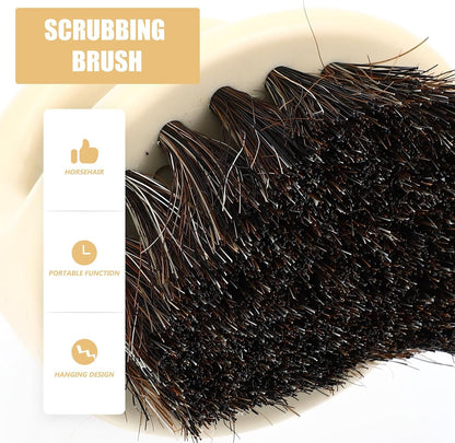 HOMSFOU Horsehair Shoe Cleaning Brush with Soft Bristles and Plastic Handle for Lint-Free Cleaning, Multipurpose Scrubbing Brush for Shoes and Clothes with Hanging Design