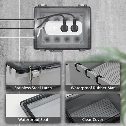 Outdoor Extension Cord Cover for Outside Outlet Plug Cover Waterproof, 9x5x4.3” Outdoor Electrical Box for Outlet Plug,IP67 Outdoor Waterproof Plug-in Distribution Box