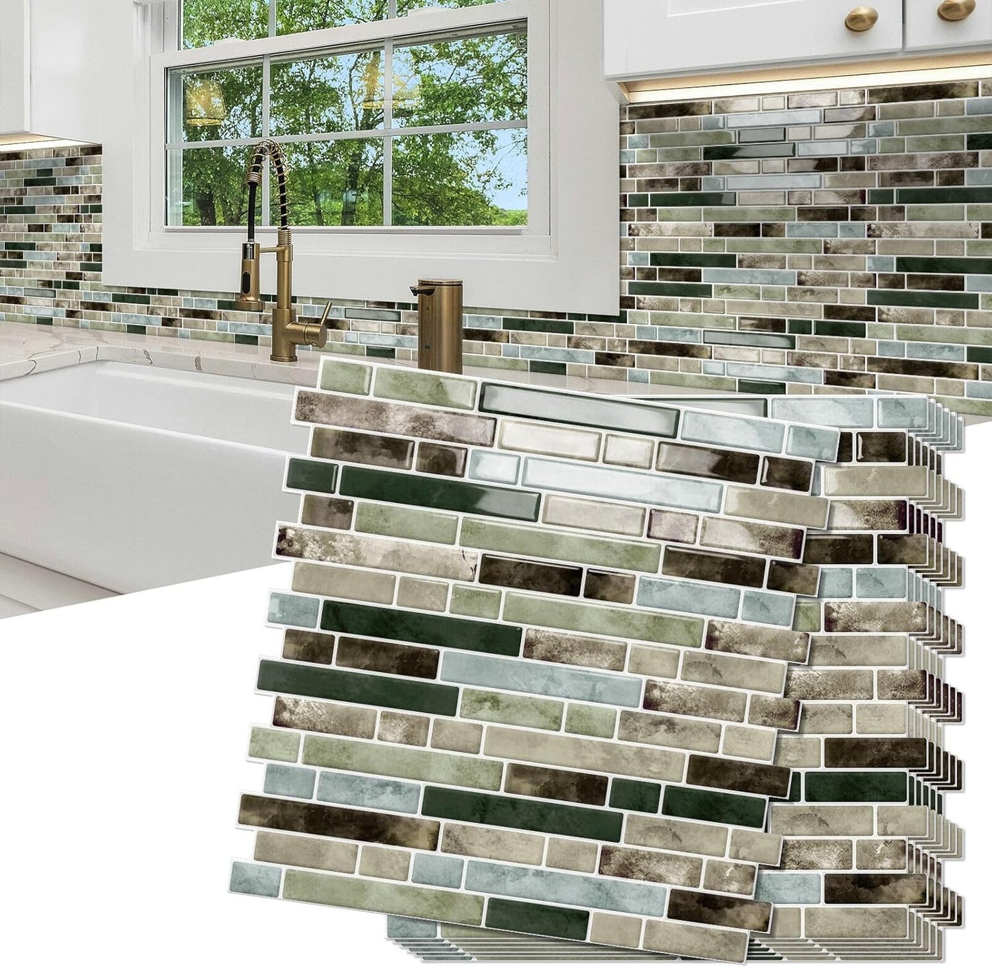 10 Sheets Thick Peel and Stick Kitchen Backsplash Tiles | 3D Waterproof Self Adhesive Wall Tile Stick on Backsplash for Kitchen,Bathroom and Fireplace(Pink,12"×12")