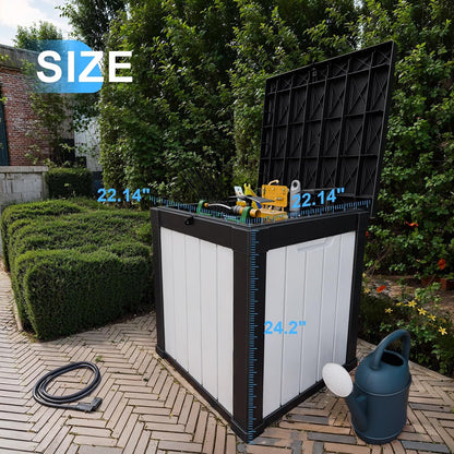 PatioZen 100 Gallon Resin Deck Box, Lockable Patio Outdoor Storage Box for Furniture, Garden Tools and Tools Storage, Waterproof Outside Storage Boxes - Black