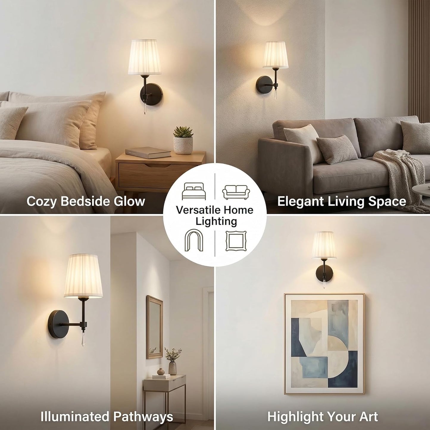 Battery Operated Wall Sconce Set of 2, 10000 Mah Rechargeable Wall Sconces Dimmable 12 RGBS,Remote Wireless Sconces,Gold Sconces Wall Decor Set of 2 Fabric,Cordless Wall Lamp for Bedroom,Living Room